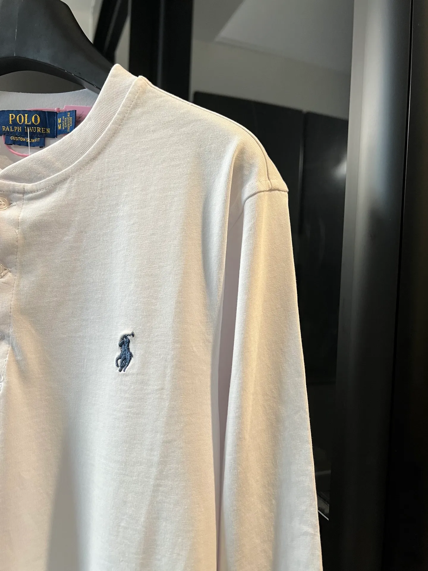 P186 [Next day] RALPH LAUREN/Ralph Lauren 25fw war horse embroidered buttoned long-sleeved T-shirt (white) Size: s m l xl Detailed sizes can be found in Figure 9